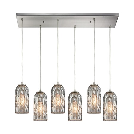 Elk Lighting Ansegar 6-Lght Rectangular Pndnt SatNickel w/Textured Smoke Glass 10600/6RC